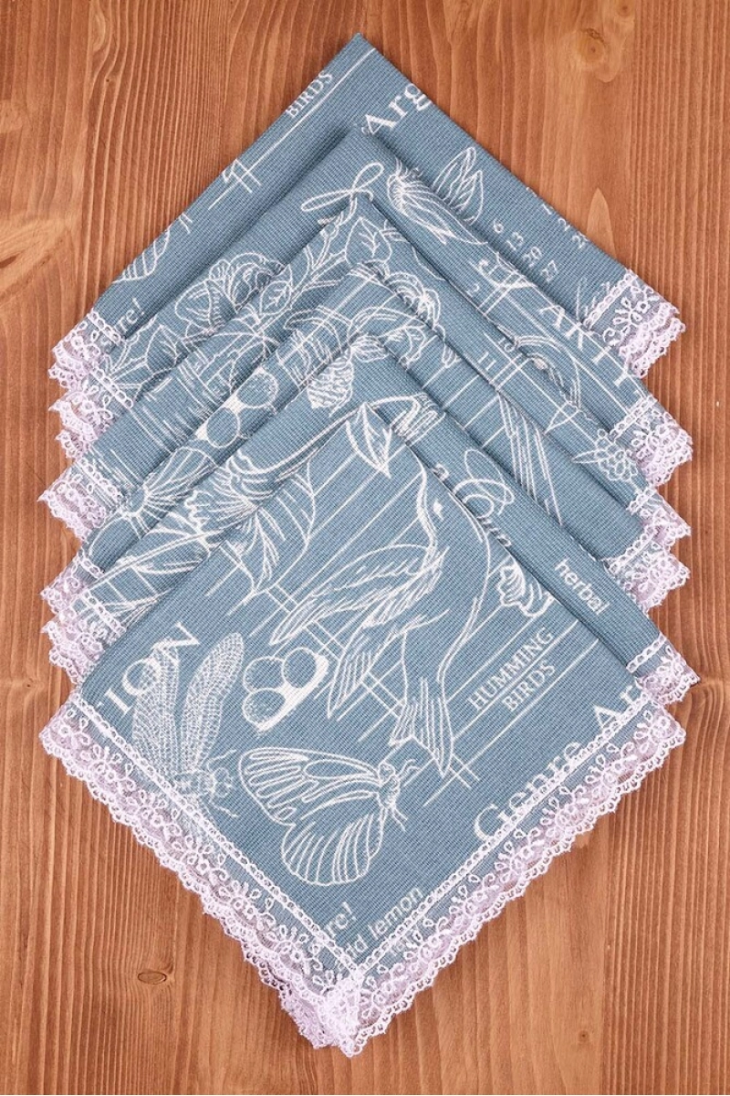 Салфетка из рогожки с кружевом 003 Версаль (ментол) (вид 5)