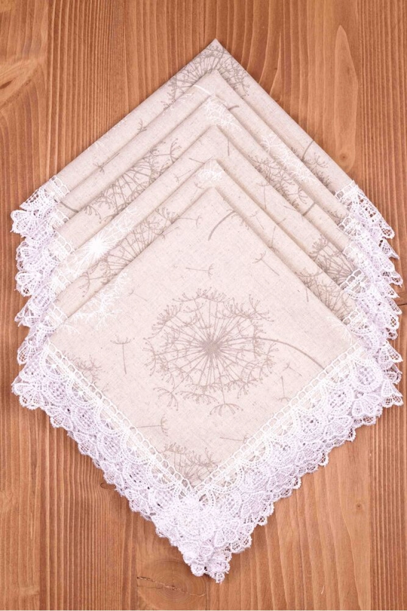 Салфетка полулен с кружевом 023 Одуванчики (вид 8)