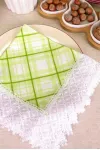 Салфетка из рогожки с кружевом 017 Ромбы (лимон) (вид 3)