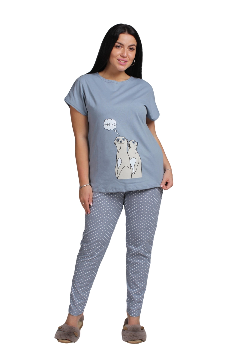 Женская пижама ЖП 010/1 (серый с горохом)