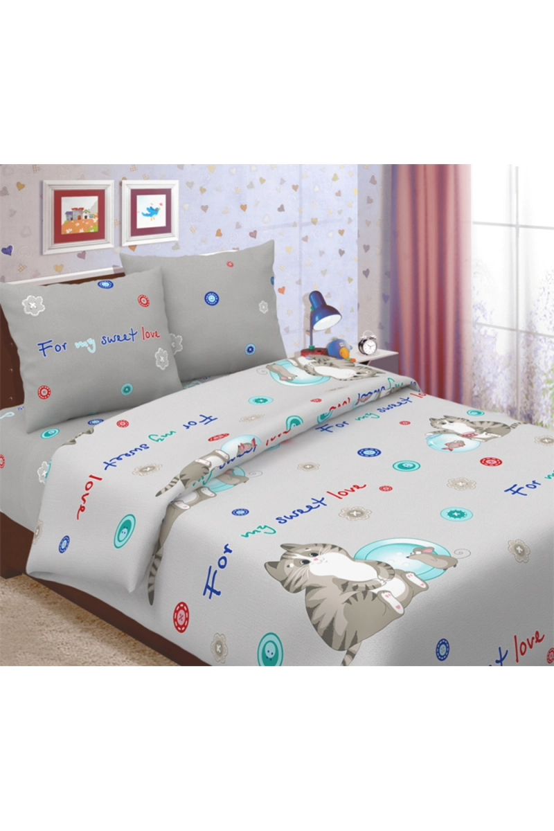 Простыня бязевая на резинке "ТТ" "Коржик" серый арт. 494-1+495-1 тип 1