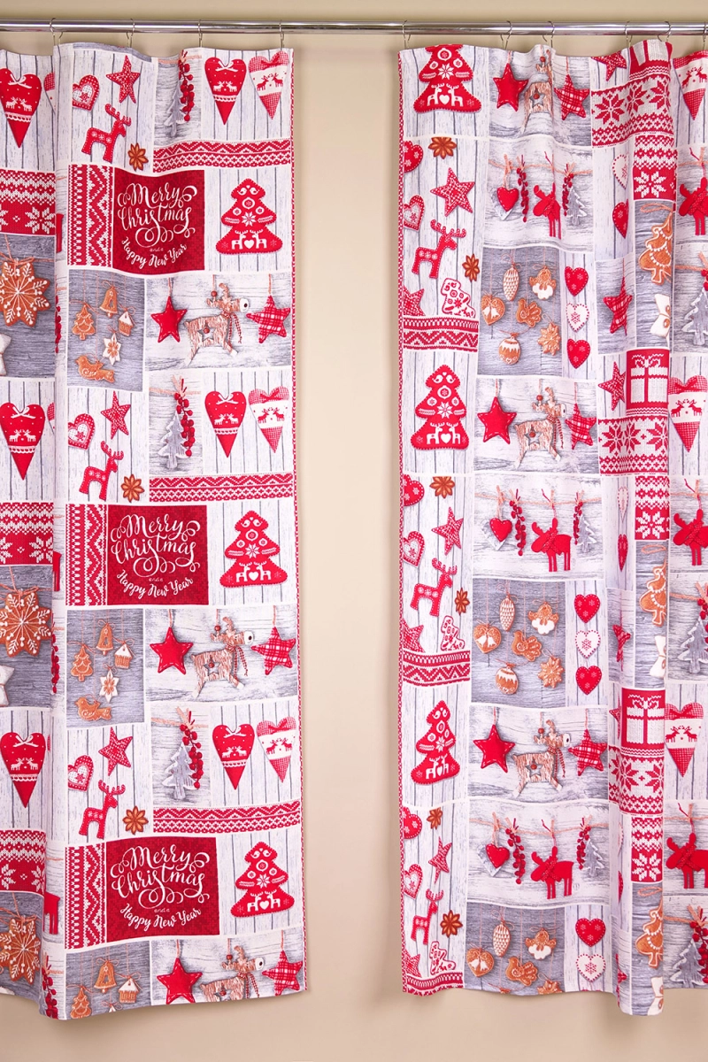 Комплект штор из рогожки "Диз" Счастливого Рождества