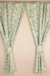 Комплект штор из рогожки "Диз" Ромашки (зеленый)