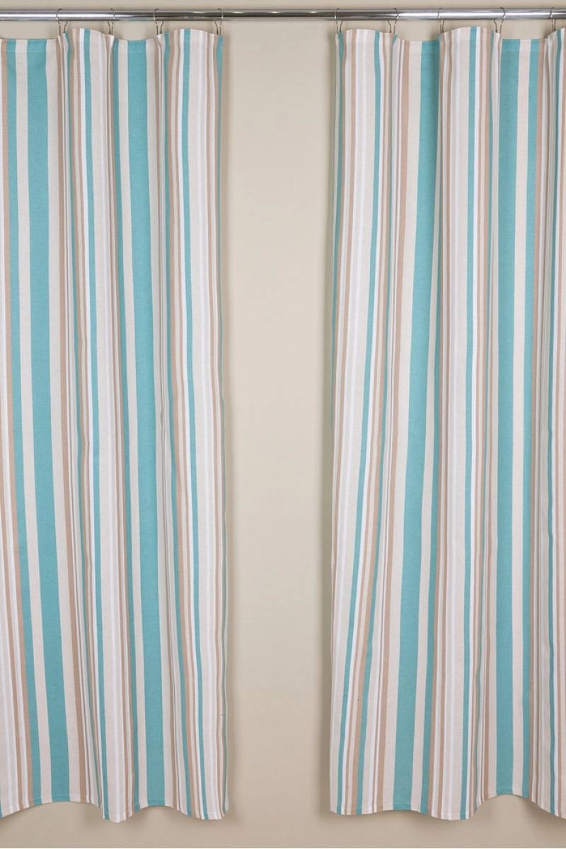 Комплект штор из рогожки "ТТ" Полоса (ментол)
