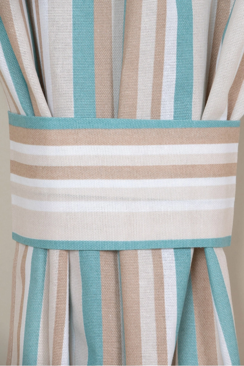 Комплект штор из рогожки "ТТ" Полоса (ментол)