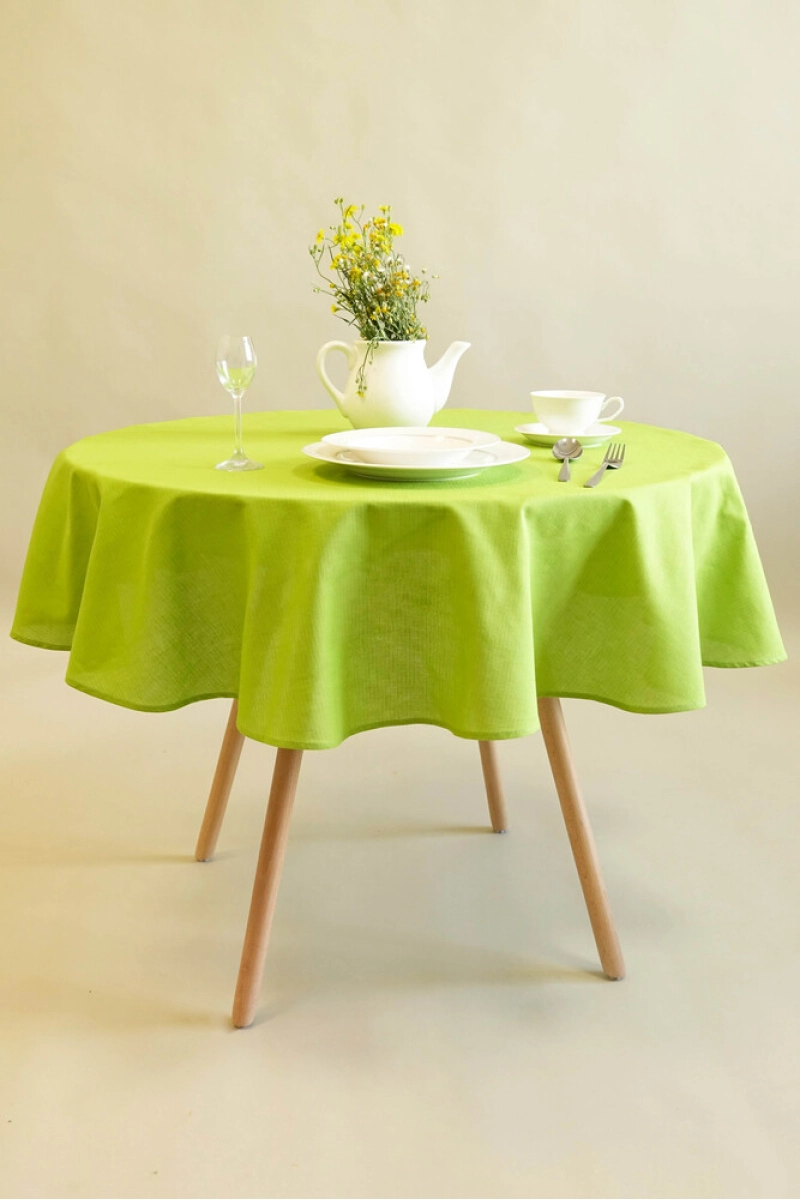 Скатерть круглая полулен "ГОС" Авокадо (однотон) (145х145 см)