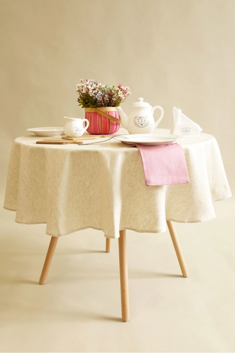 Скатерть круглая полулен "ГОС" Льняная (145х145 см)