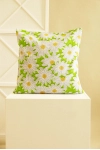 Декоративная наволочка на молнии из рогожки "Диз" Ромашки (зеленый)