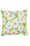 Декоративная наволочка на молнии из рогожки "Диз" Ромашки (зеленый)