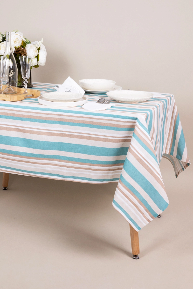 Скатерть рогожка "ТТ" Полоса (ментол)