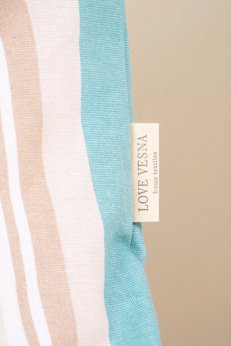 Декоративная наволочка на молнии из рогожки "ТТ" Полоса (ментол)