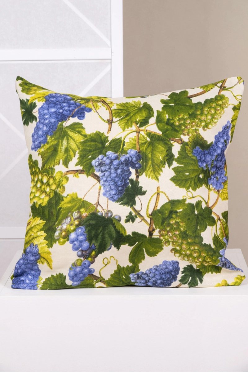 Декоративная наволочка на молнии из рогожки "Пром" Виноград