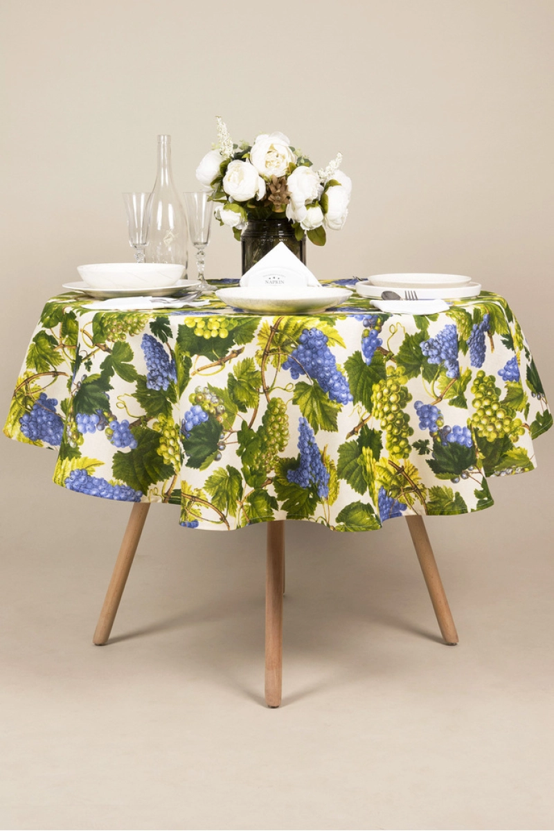 Скатерть круглая рогожка "Пром" Виноград (145х145 см)
