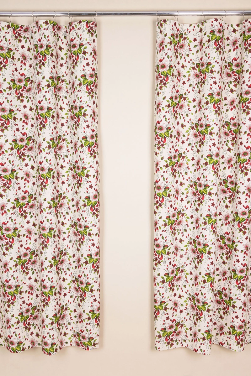 Комплект штор из полульна "ГОС" Герберы (красный)