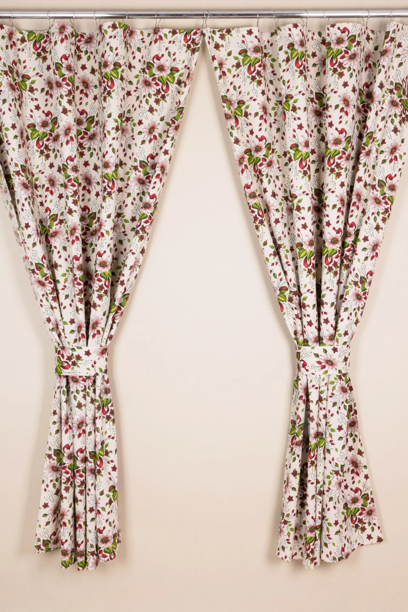 Комплект штор из полульна "ГОС" Герберы (красный)