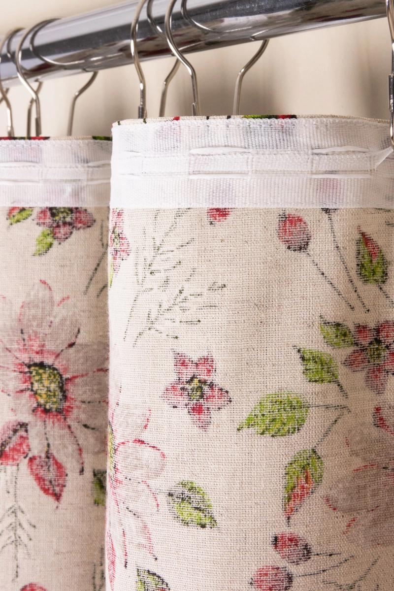 Комплект штор из полульна "ГОС" Герберы (красный)