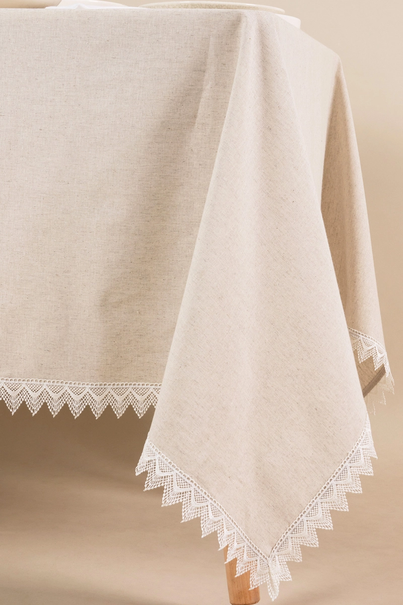 Скатерть с кружевом полулен "ГОС" Льняная (вид 14)