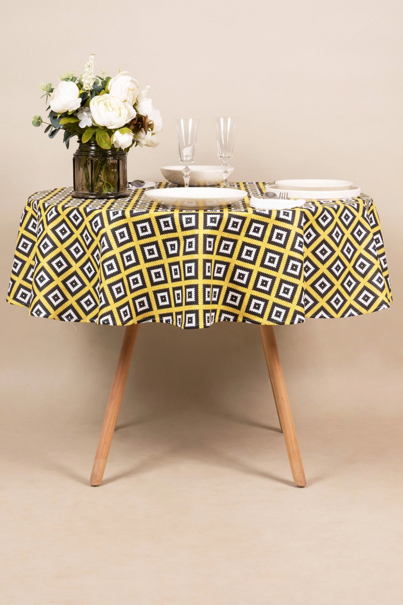 Скатерть круглая рогожка "ТТ" Блюз (желтый) (145х145 см)