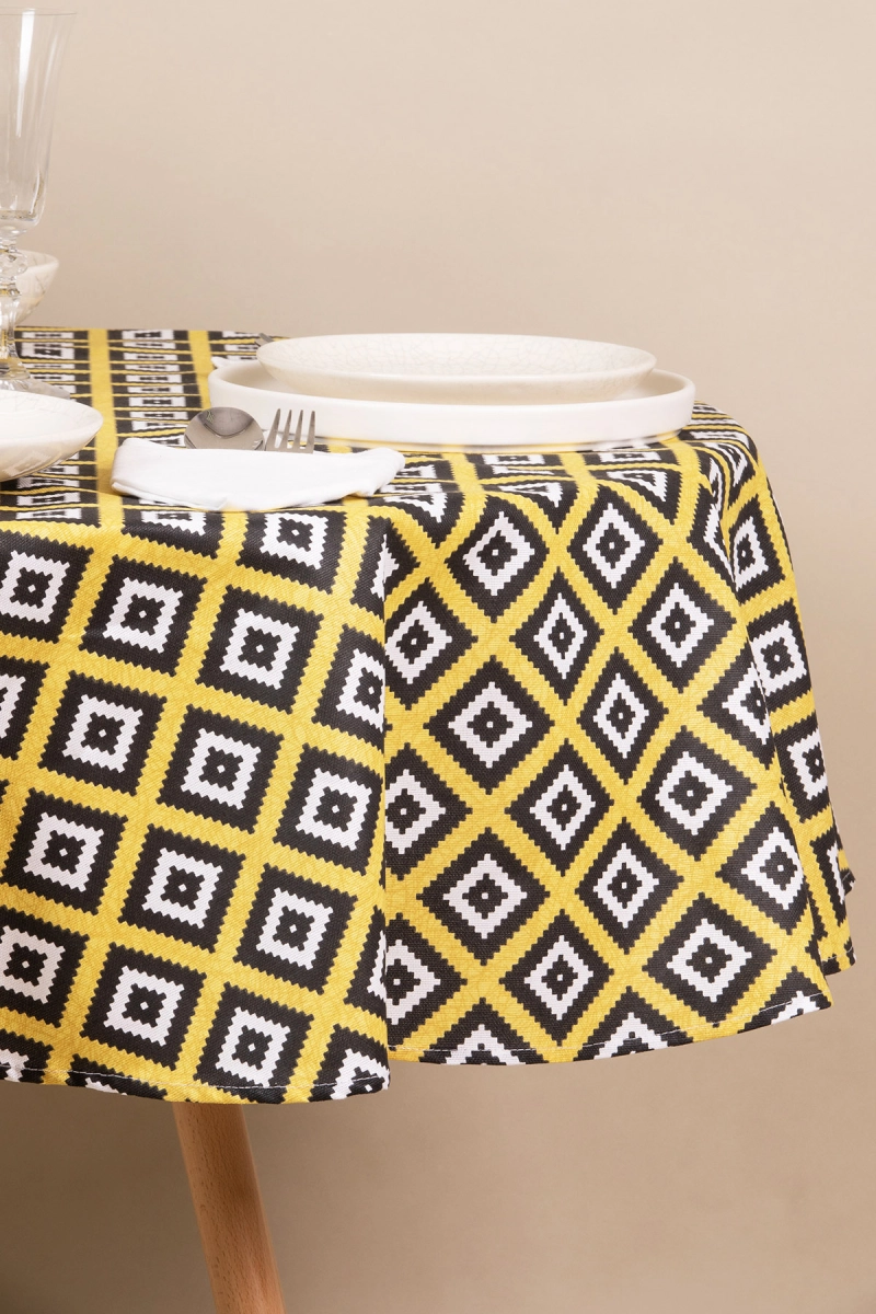 Скатерть круглая рогожка "ТТ" Блюз (желтый) (145х145 см)