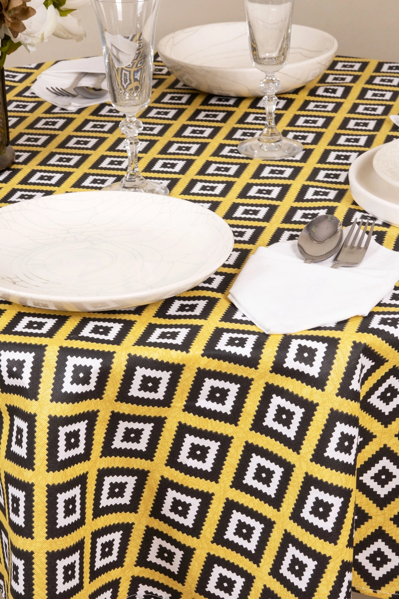 Скатерть круглая рогожка "ТТ" Блюз (желтый) (145х145 см)