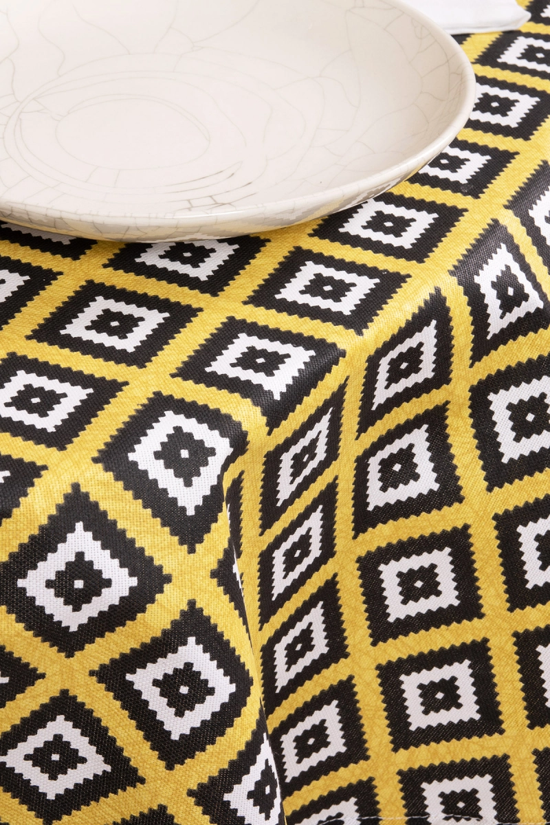 Скатерть круглая рогожка "ТТ" Блюз (желтый) (145х145 см)