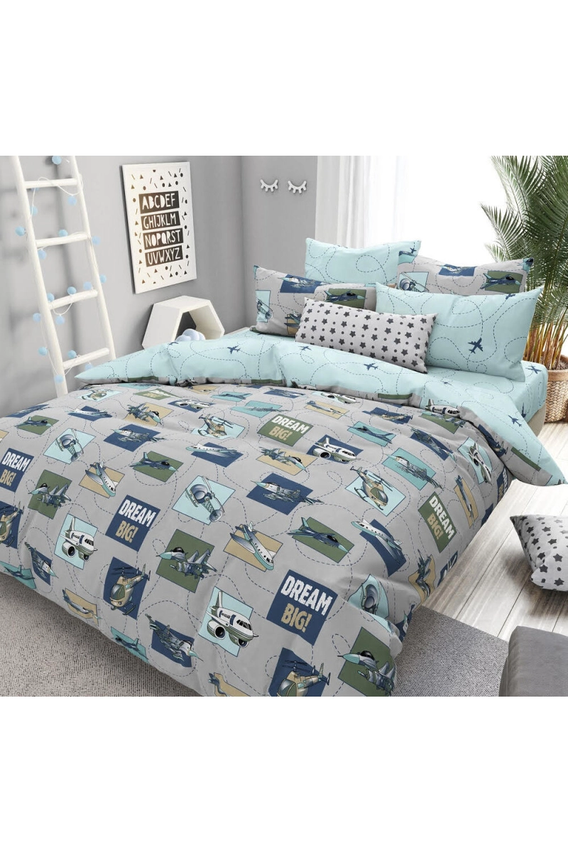 Простыня на резинке поплин "ГОС" "ГОС-Самолеты" арт. 28855/1 + 28856/1 тип 2