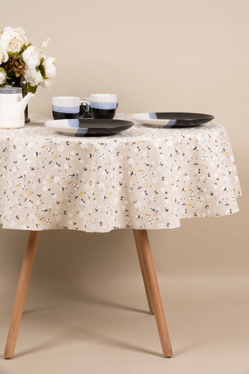 Скатерть круглая полулен "СФ" Маркиза (145х145 см)