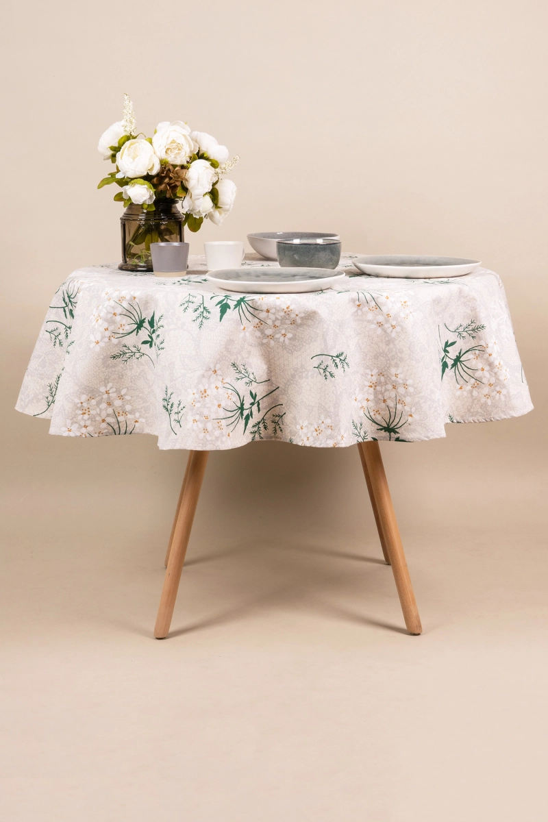 Скатерть круглая полулен "ГП" Маргаритки (145х145 см)