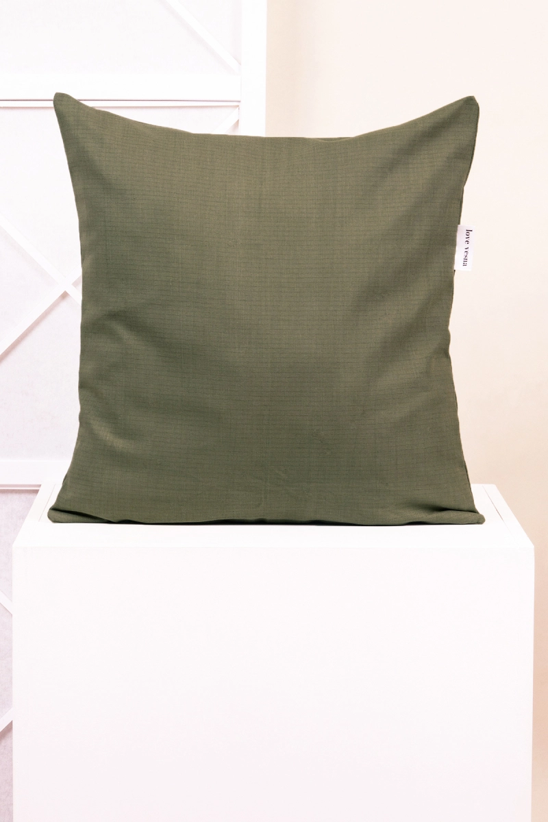 Декоративная наволочка на молнии полулен "ГОС" Хаки