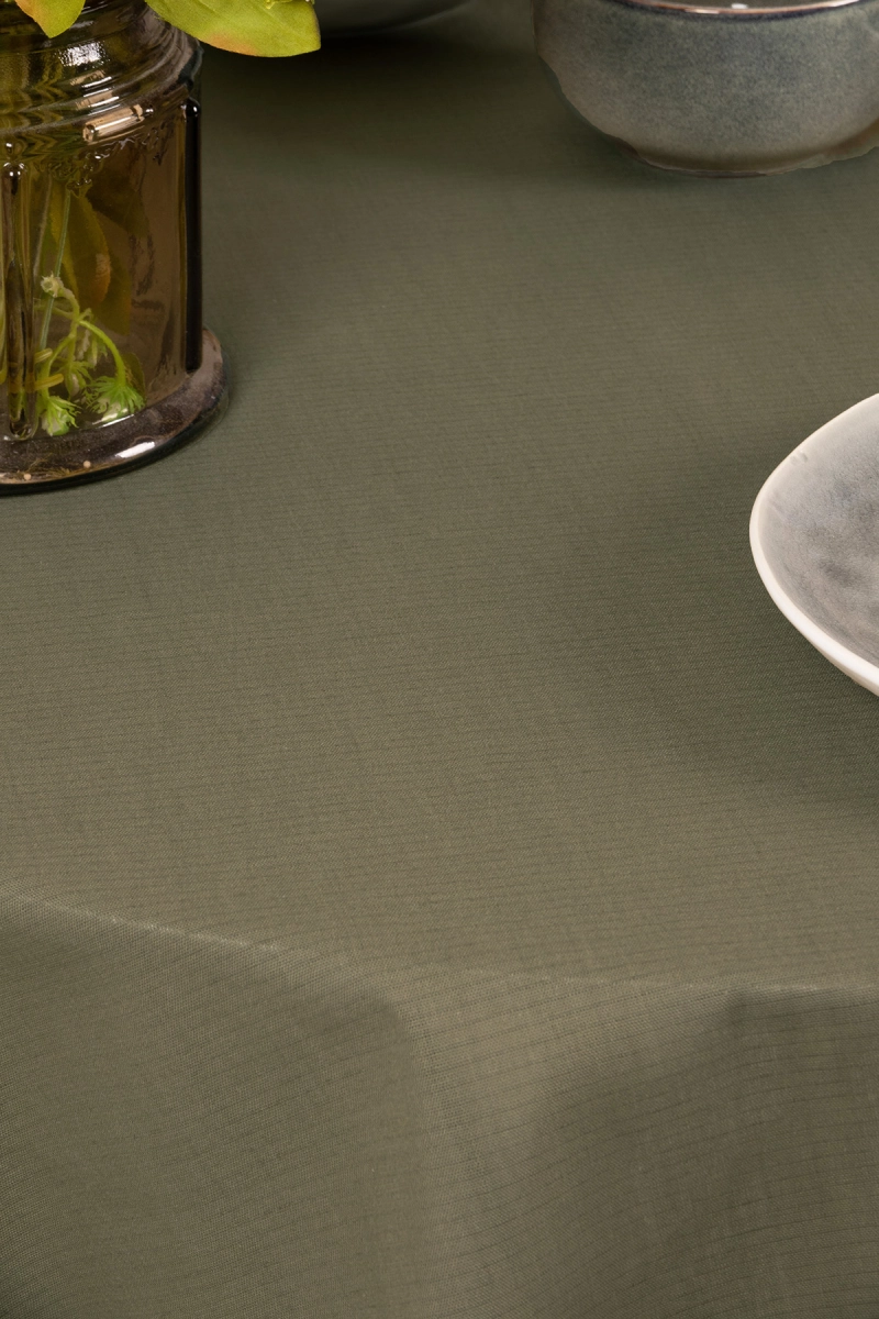 Скатерть круглая полулен "ГОС" Хаки (145х145 см)