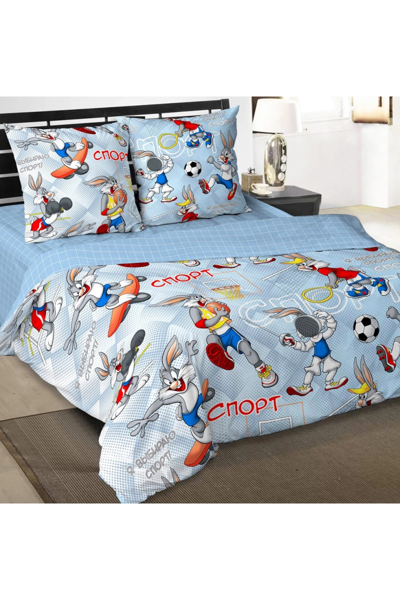 Простыня на резинке поплин "Диз" "Веселые старты" арт. 12579-1 тип 2