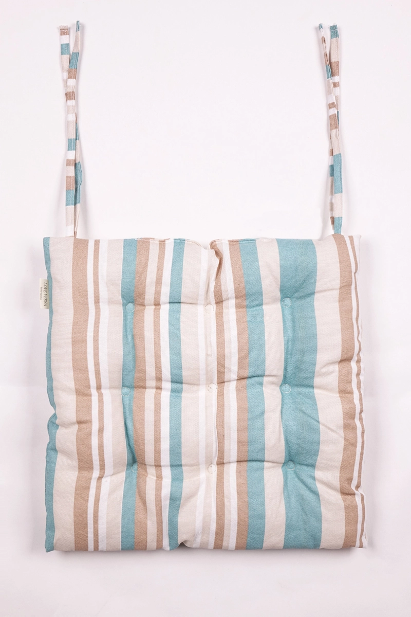 Подушка на стул из рогожки "ТТ" Полоса (ментол) арт. 3037/1 (М-9)