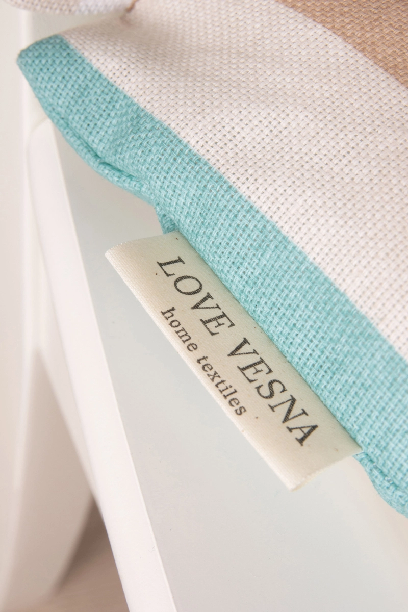 Подушка на стул из рогожки "ТТ" Полоса (ментол) арт. 3037/1 (М-9)