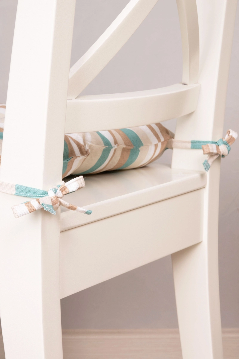 Подушка на стул из рогожки "ТТ" Полоса (ментол) арт. 3037/1 (М-9)