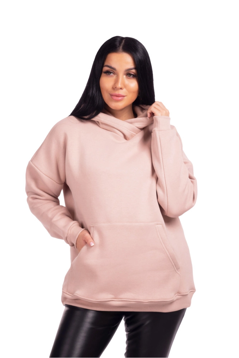 Худи-oversize с начесом - HeiZe - 449 - бежевый