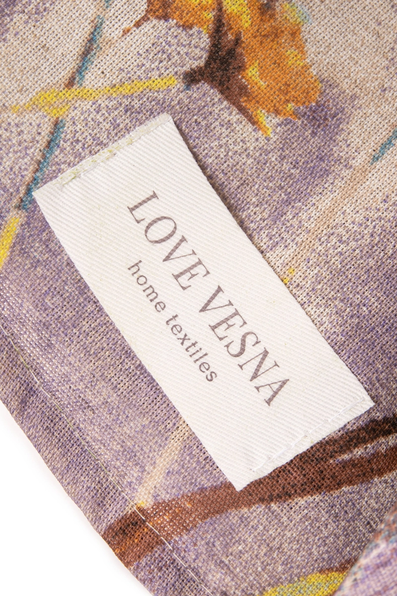 Скатерть круглая полулен "ГП" Осенний блюз (голубой) (145х145 см)