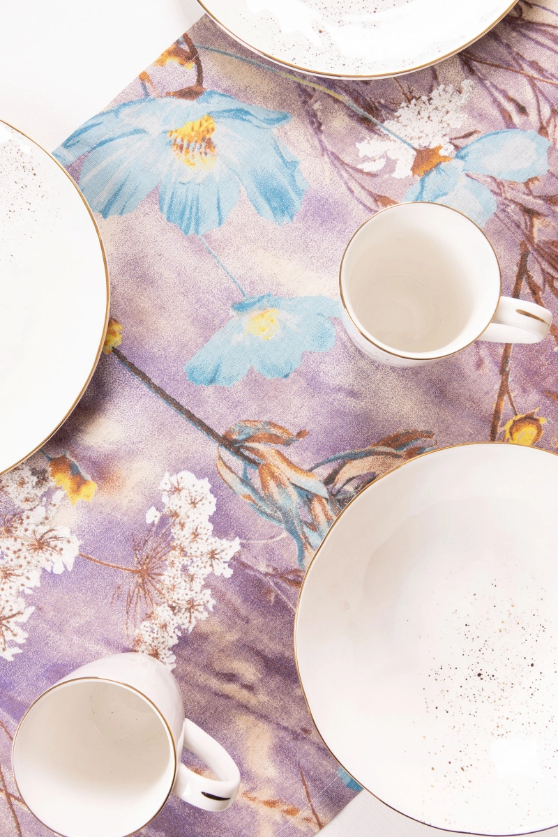 Дорожка полулен "ГП" Осенний блюз (голубой)