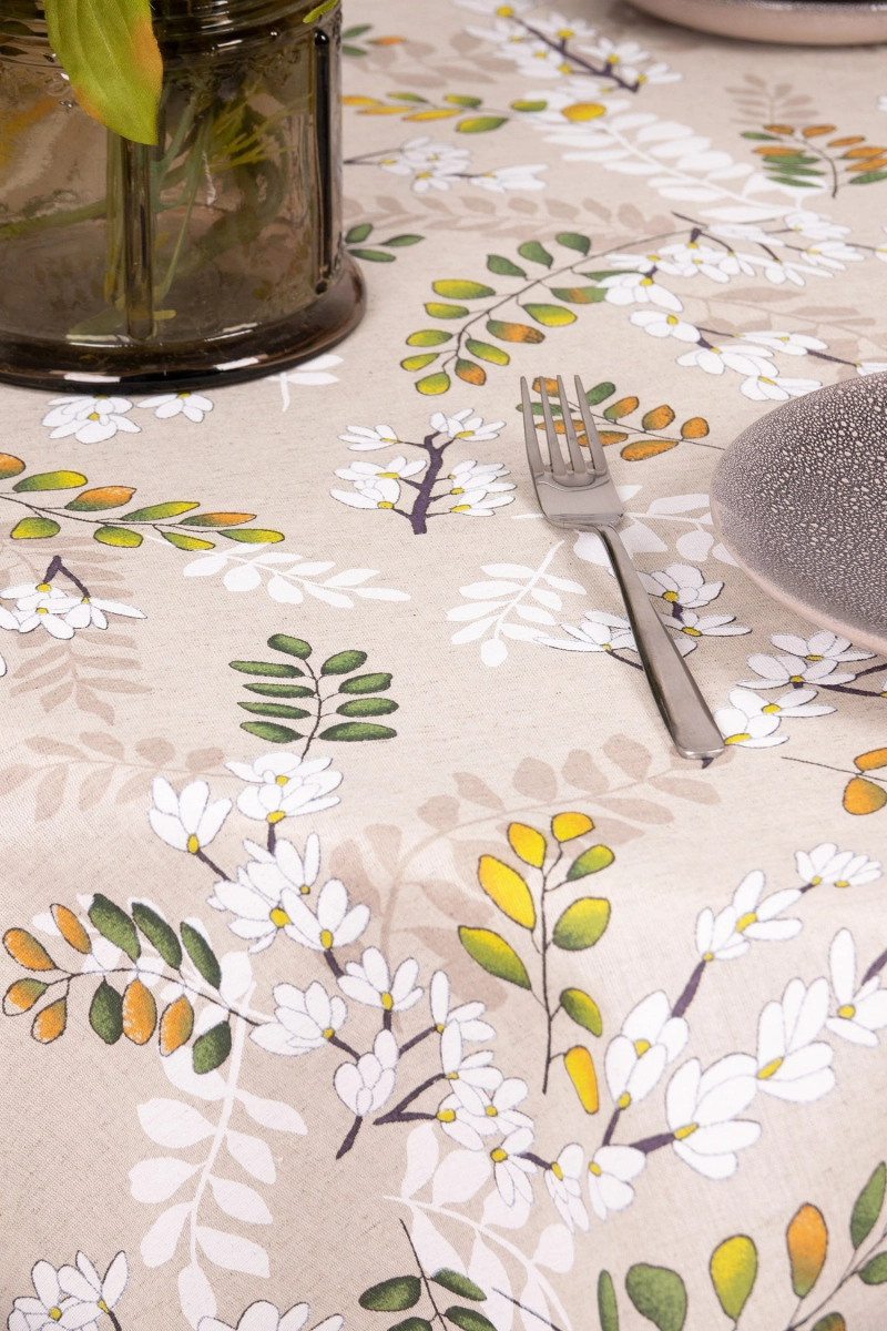 Скатерть круглая полулен "ГП" Белая Акация (145х145 см)