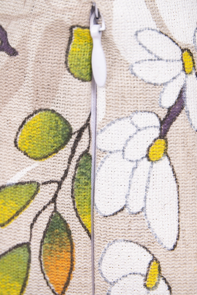 Декоративная наволочка на молнии полулен "ГП" Белая Акация