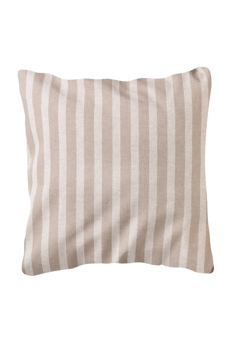 Декоративная наволочка на молнии полулен "ГОС" Полоса (мокко+ бежевый)