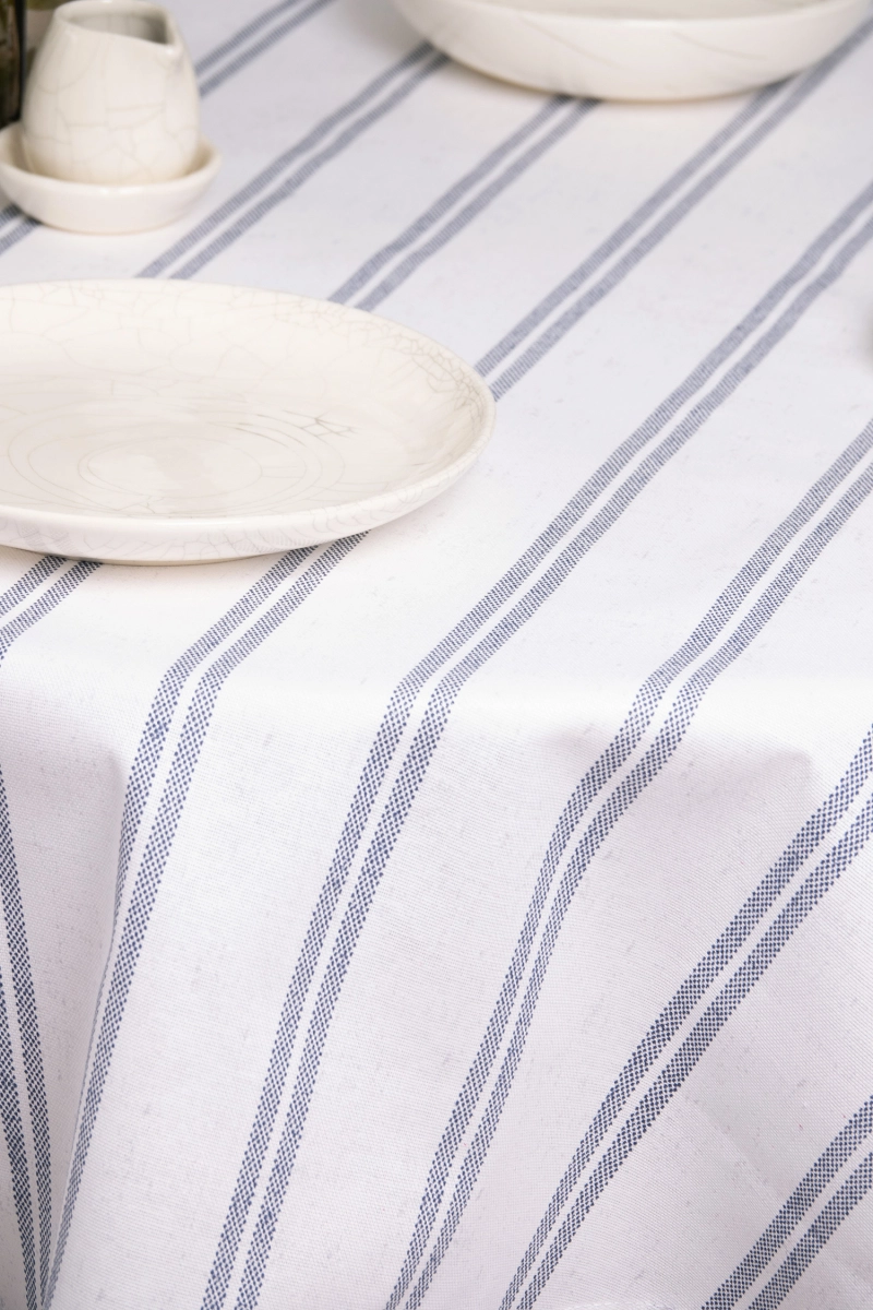 Скатерть круглая рогожка "ТТ" Пастораль полоска (145х145 см)