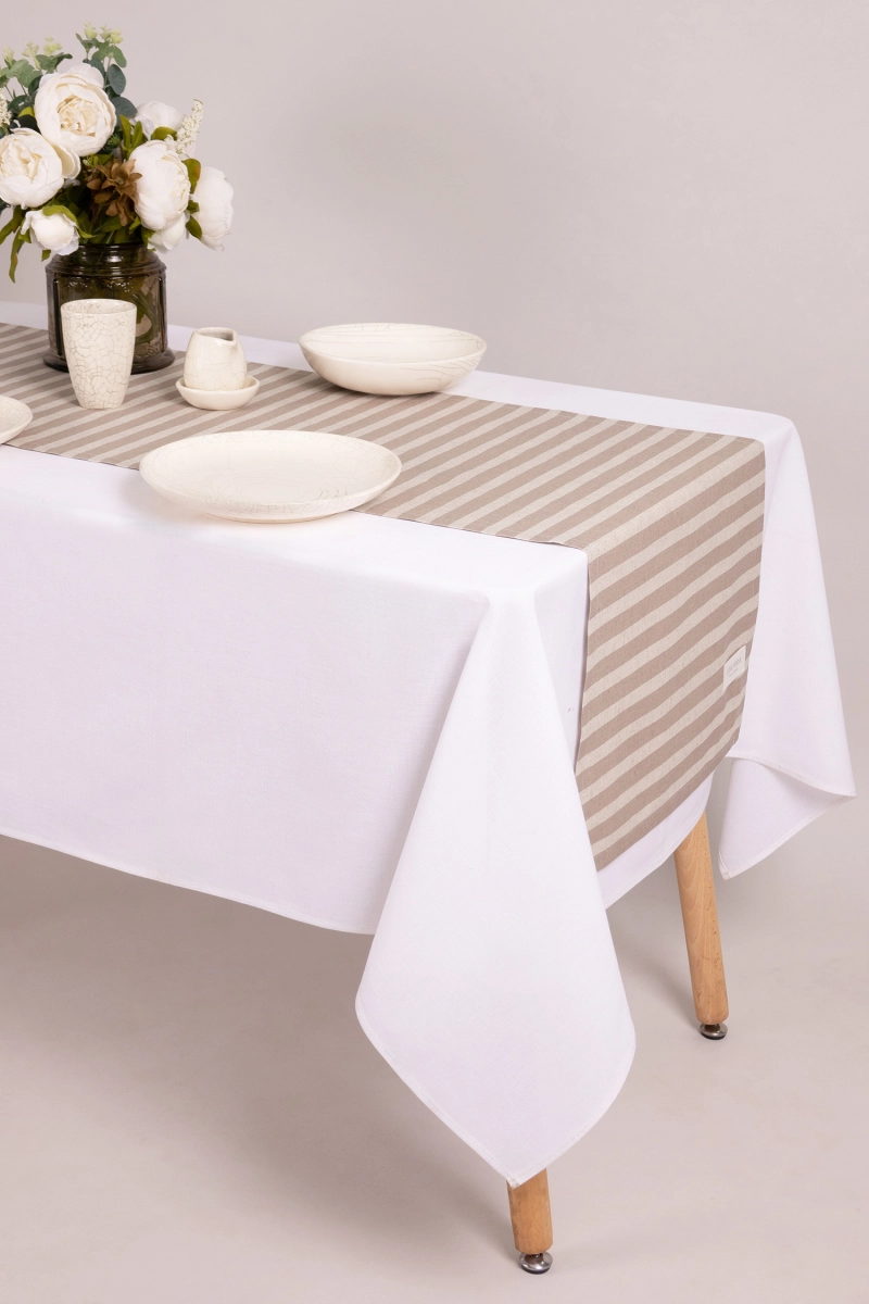 Дорожка полулен "ГОС" Полоса (мокко + бежевый)