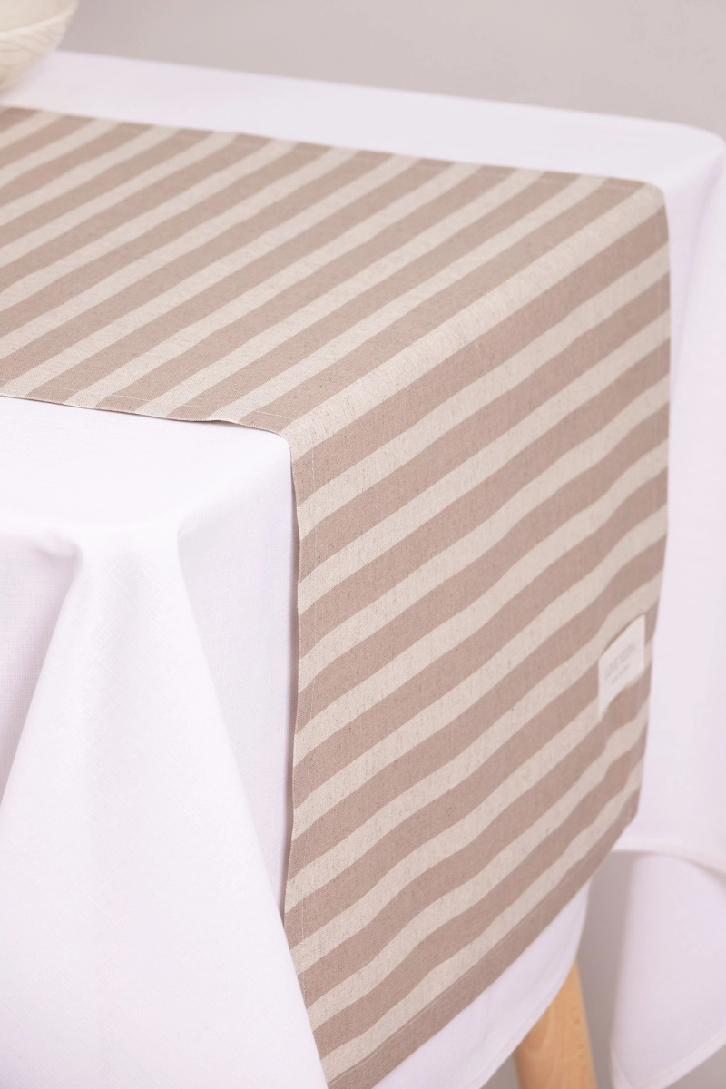 Дорожка полулен "ГОС" Полоса (мокко + бежевый)