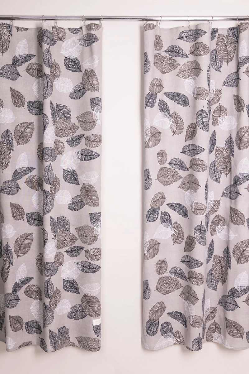 Комплект штор из рогожки "ХБК" Блоссом (чёрный)