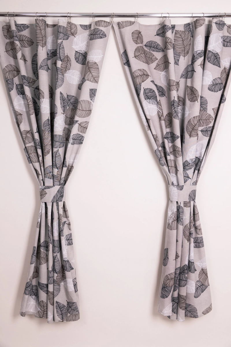 Комплект штор из рогожки "ХБК" Блоссом (чёрный)