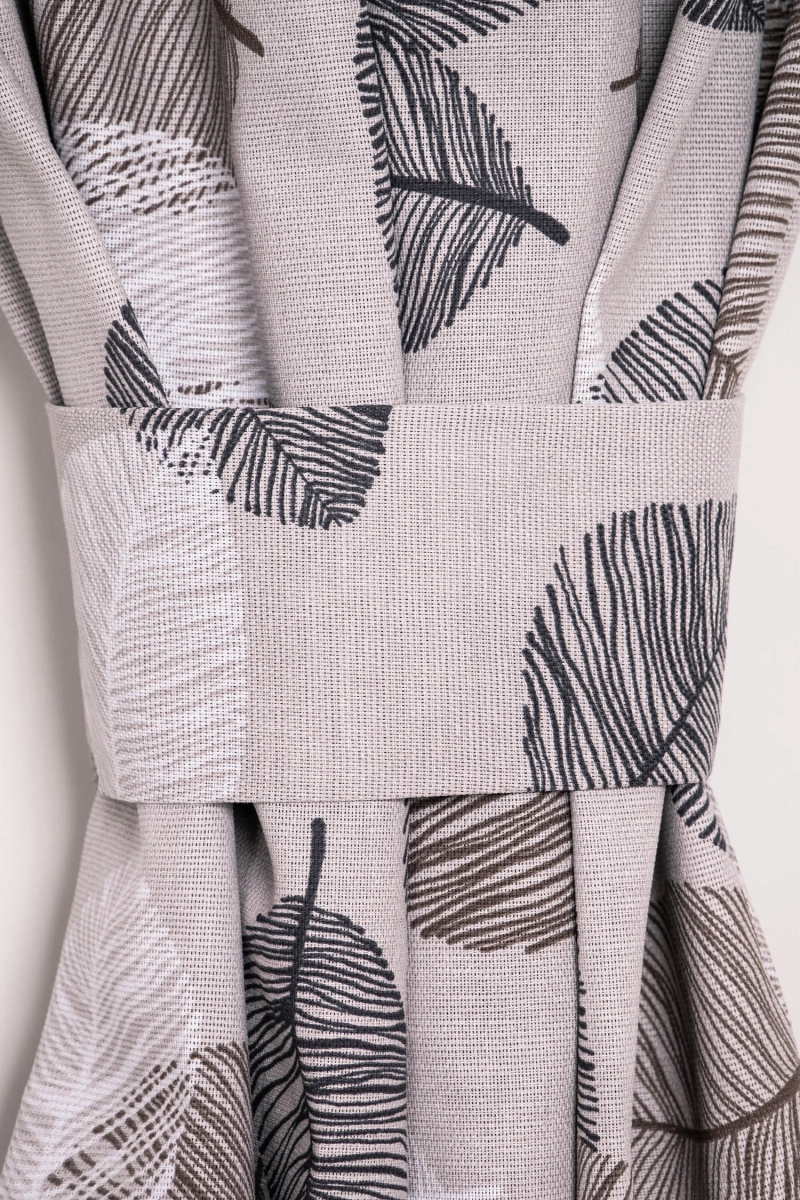 Комплект штор из рогожки "ХБК" Блоссом (чёрный)